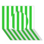 Vertical Stripes - White and Lime Green Circle 3D Greeting Card (7x5)