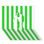 Vertical Stripes - White and Lime Green Ribbon 3D Greeting Card (7x5)