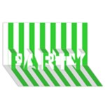 Vertical Stripes - White and Lime Green PARTY 3D Greeting Card (8x4)