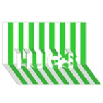 Vertical Stripes - White and Lime Green HUGS 3D Greeting Card (8x4)