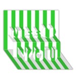 Vertical Stripes - White and Lime Green Miss You 3D Greeting Card (7x5)