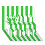 Vertical Stripes - White and Lime Green You Did It 3D Greeting Card (7x5)