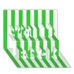 Vertical Stripes - White and Lime Green You Rock 3D Greeting Card (7x5)