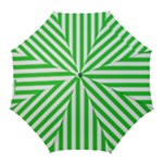 Vertical Stripes - White and Lime Green Golf Umbrella