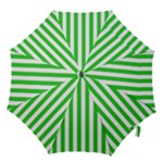 Vertical Stripes - White and Lime Green Hook Handle Umbrella (Medium)