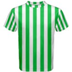 Vertical Stripes - White and Dark Pastel Green Men s Cotton Tee