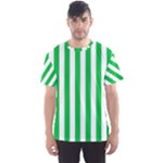 Vertical Stripes - White and Dark Pastel Green Men s Sport Mesh Tee