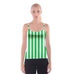 Vertical Stripes - White and Dark Pastel Green Spaghetti Strap Top