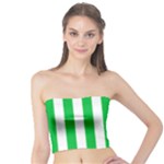 Vertical Stripes - White and Dark Pastel Green Tube Top