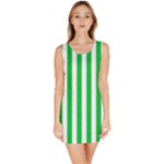 Vertical Stripes - White and Dark Pastel Green Bodycon Dress