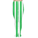 Vertical Stripes - White and Dark Pastel Green Women s Tights
