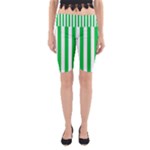 Vertical Stripes - White and Dark Pastel Green Yoga Cropped Leggings