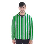Vertical Stripes - White and Dark Pastel Green Wind Breaker (Men)