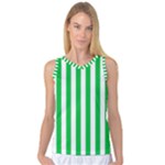Vertical Stripes - White and Dark Pastel Green Women s Basketball Tank Top