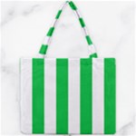 Vertical Stripes - White and Dark Pastel Green Mini Tote Bag