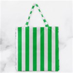 Vertical Stripes - White and Dark Pastel Green Grocery Tote Bag