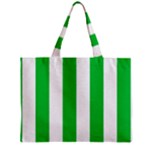 Vertical Stripes - White and Dark Pastel Green Zipper Mini Tote Bag