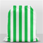 Vertical Stripes - White and Dark Pastel Green Drawstring Bag (Small)