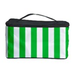 Vertical Stripes - White and Dark Pastel Green Cosmetic Storage Case