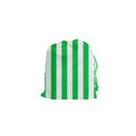 Vertical Stripes - White and Dark Pastel Green Drawstring Pouch (XS)