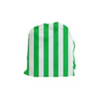 Vertical Stripes - White and Dark Pastel Green Drawstring Pouch (M)