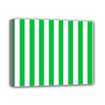Vertical Stripes - White and Dark Pastel Green Deluxe Canvas 14  x 11  (Stretched)