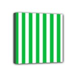 Vertical Stripes - White and Dark Pastel Green Mini Canvas 4  x 4  (Stretched)