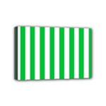 Vertical Stripes - White and Dark Pastel Green Mini Canvas 6  x 4  (Stretched)