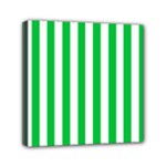 Vertical Stripes - White and Dark Pastel Green Mini Canvas 6  x 6  (Stretched)