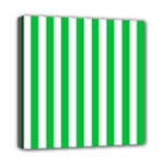 Vertical Stripes - White and Dark Pastel Green Mini Canvas 8  x 8  (Stretched)