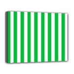 Vertical Stripes - White and Dark Pastel Green Canvas 14  x 11  (Stretched)