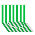 Vertical Stripes - White and Dark Pastel Green Heart Bottom 3D Greeting Card (7x5)