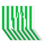 Vertical Stripes - White and Dark Pastel Green Apple 3D Greeting Card (7x5)