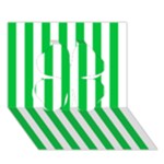 Vertical Stripes - White and Dark Pastel Green Clover 3D Greeting Card (7x5)