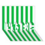 Vertical Stripes - White and Dark Pastel Green HOPE 3D Greeting Card (7x5)