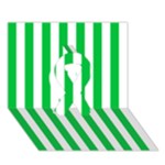 Vertical Stripes - White and Dark Pastel Green Ribbon 3D Greeting Card (7x5)