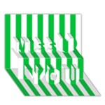 Vertical Stripes - White and Dark Pastel Green Miss You 3D Greeting Card (7x5)