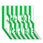 Vertical Stripes - White and Dark Pastel Green TAKE CARE 3D Greeting Card (7x5)