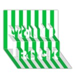 Vertical Stripes - White and Dark Pastel Green You Rock 3D Greeting Card (7x5)