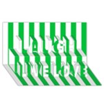 Vertical Stripes - White and Dark Pastel Green Laugh Live Love 3D Greeting Card (8x4)