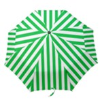 Vertical Stripes - White and Dark Pastel Green Folding Umbrella
