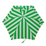 Vertical Stripes - White and Dark Pastel Green Mini Umbrella