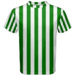 Vertical Stripes - White and Green Men s Cotton Tee
