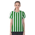 Vertical Stripes - White and Green Women s Cotton Tee