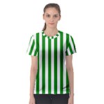 Vertical Stripes - White and Green Women s Sport Mesh Tee