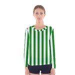 Vertical Stripes - White and Green Women s Long Sleeve T-shirt