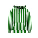 Vertical Stripes - White and Green Kid s Zipper Hoodie