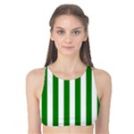 Vertical Stripes - White and Green Tank Bikini Top