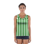 Vertical Stripes - White and Green Women s Sport Tank Top