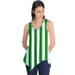 Vertical Stripes - White and Green Sleeveless Tunic